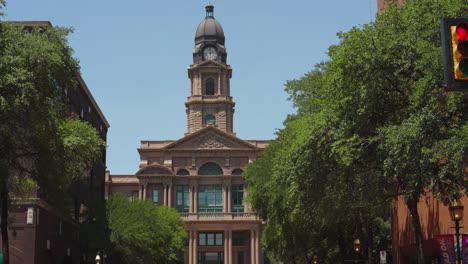 wide angle shot of the tarrant county courthouse in fort worth, texas