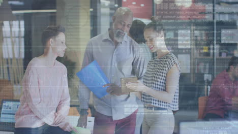 Animation-Der-Verarbeitung-Finanzieller-Daten-Bei-Besprechungen-Verschiedener-Kollegen-Im-Büro