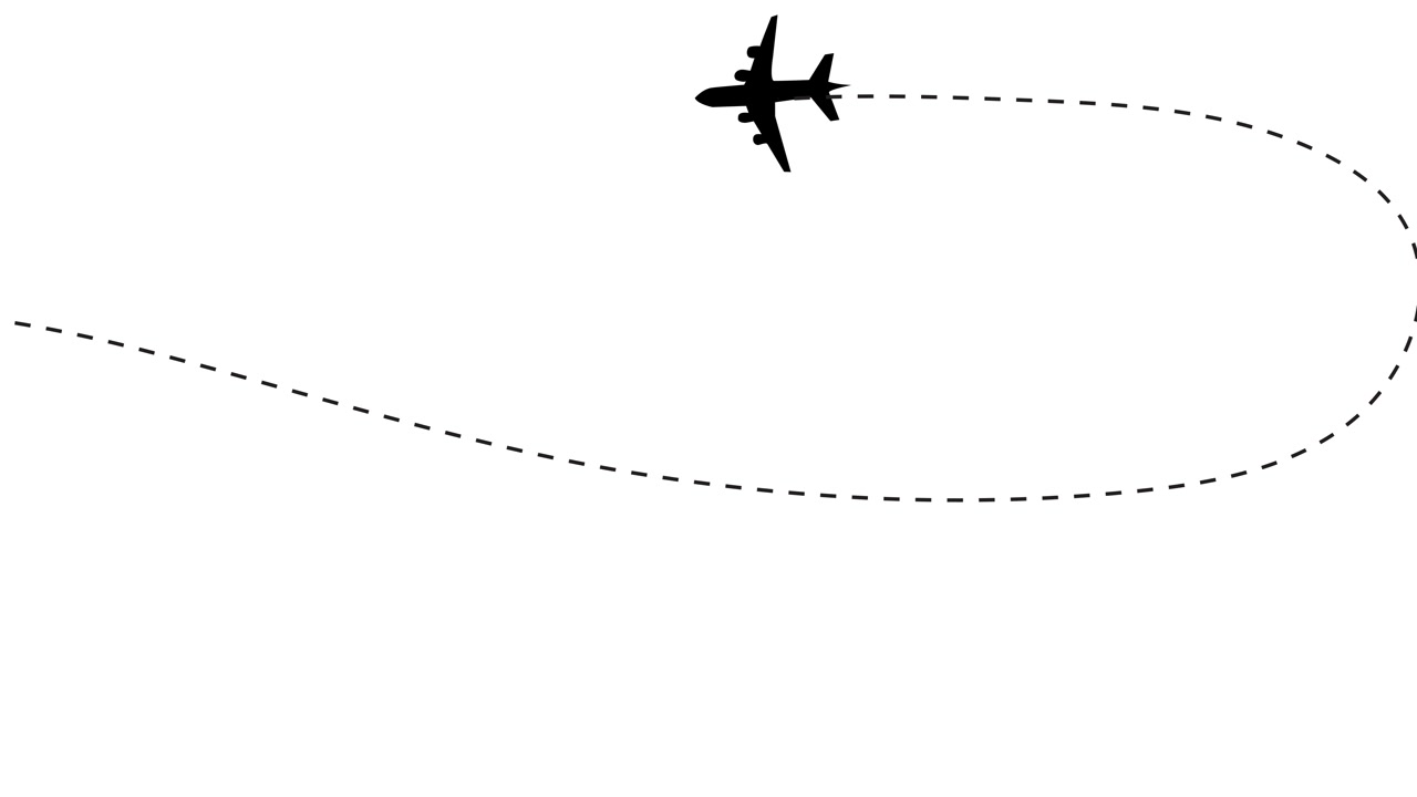 Travel flying route destination animation isolated on white background