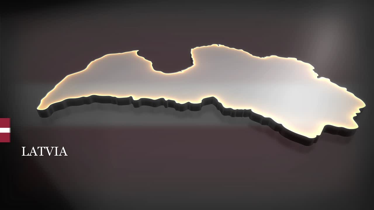 라트비아의 3d 애니메이션 지도