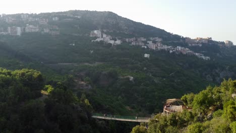 Famous-Hanging-Bridge-Across-The-Valley-In-Sir-El-Danniyeh,-Lebanon