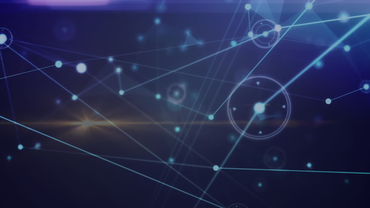 animación de puntos conectados que forman formas sobre las llamaradas de la lente contra un fondo abstracto.