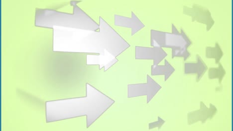 Animation-of-white-arrows-on-green-background