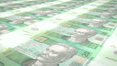 billetes de veinte hryvnias ucranianas, dinero en efectivo, bucle