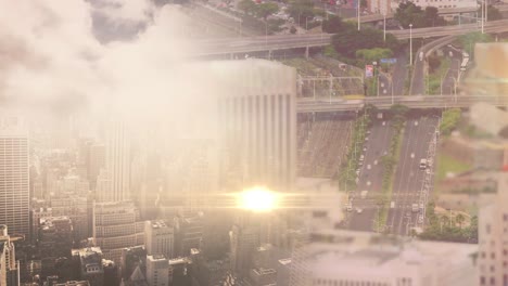 animación de senderos de luz sobre el paisaje urbano