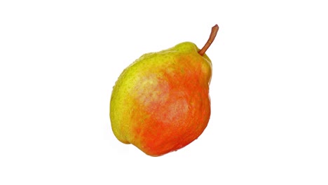 green pear turns into ripe on a white background