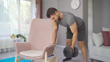 Culturismo.-Ejercitar-Los-Músculos-Del-Brazo,-Entrenar-En-Casa.