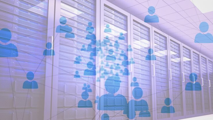 Animasjon av nettverk av forbindelser over dataservere