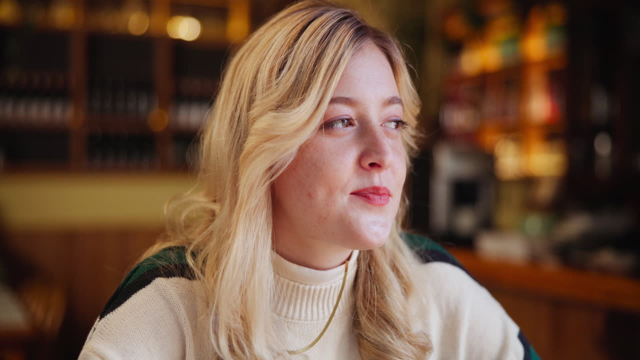 카페에서 커피를 마시는 여자