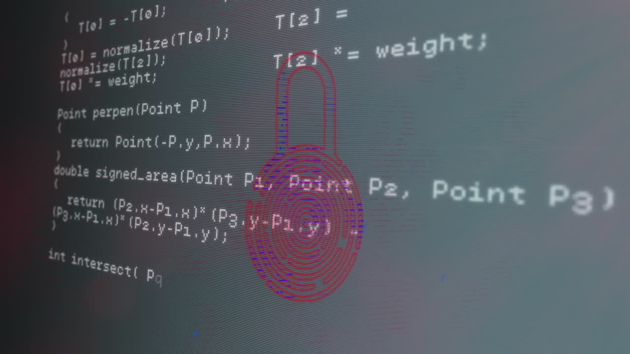 생체인식 지문과 데이터 처리를 포함한 박의 애니메이션