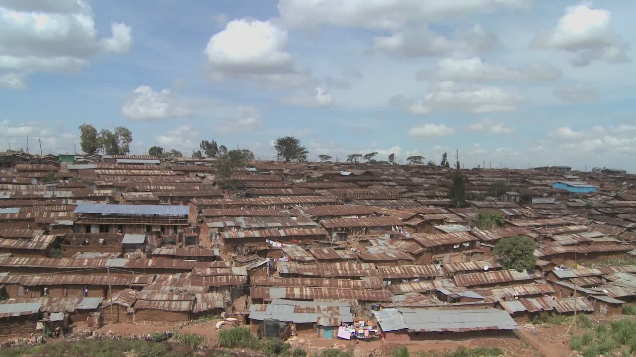 Time lapse shot over the slums of Nairobi Kenya