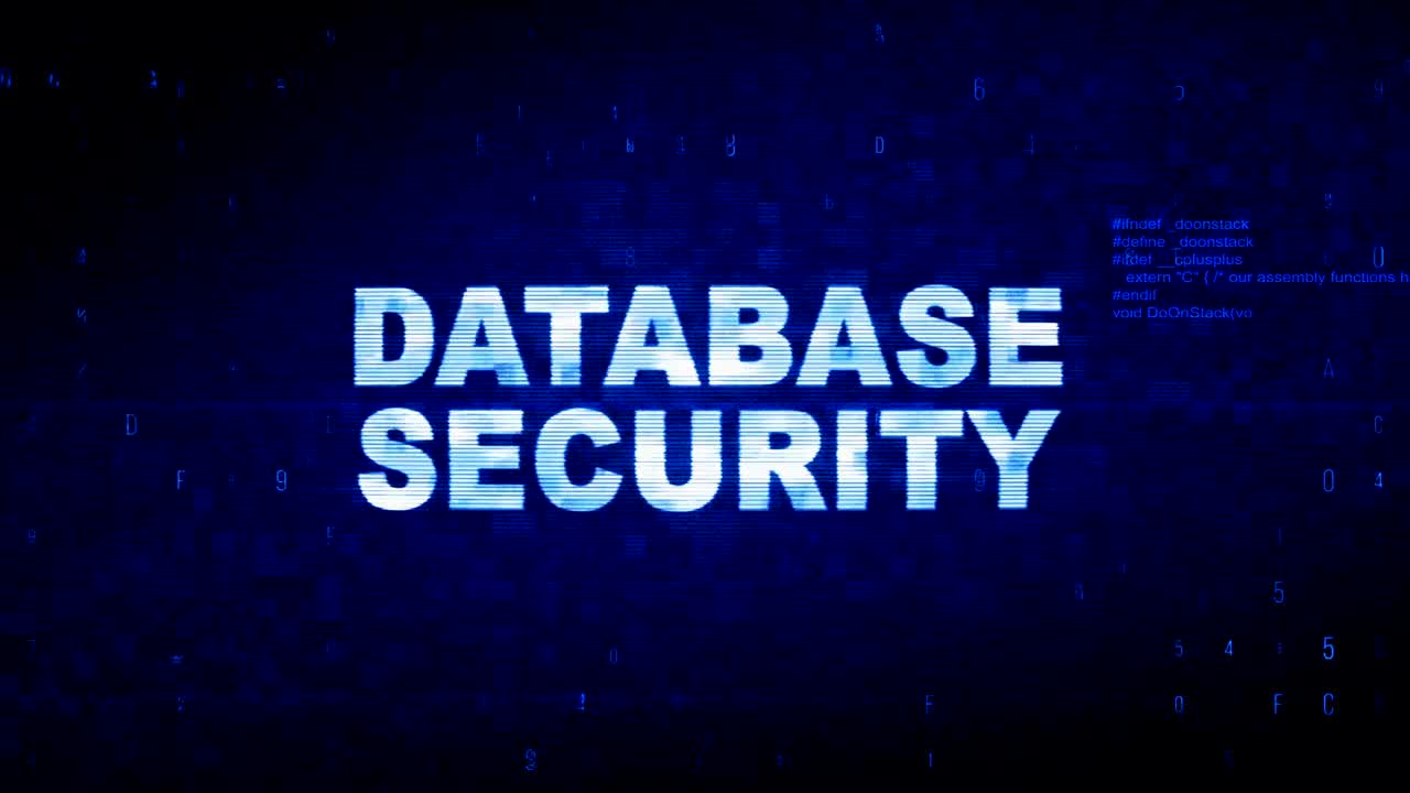 Database Security_AME Text Digital Noise Twitch Glitch Distortion Effect Error Animation.