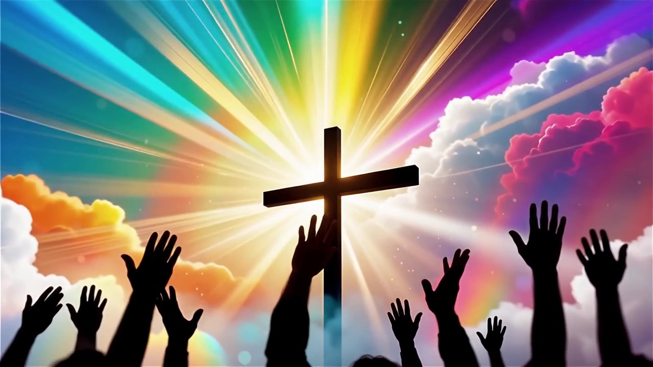 Christian Cross Heavenly Light Worship Background