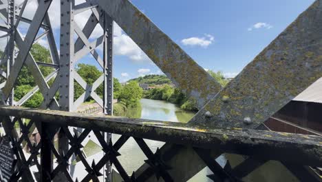Walking Steel Pedestrian Bridge River View