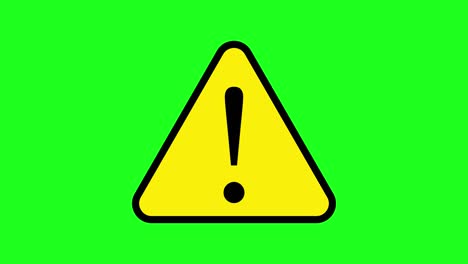 attention sign with chroma key. danger warning. warning caution board. hazard warning animation. flashing exclamation mark