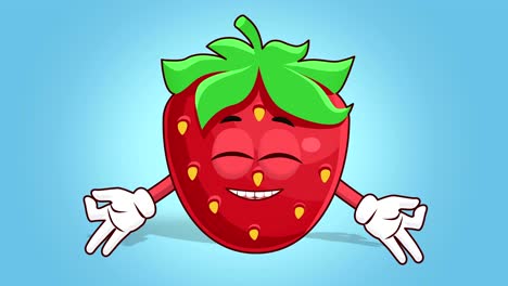 cartoon strawberry face animation zen meditation with alpha matte