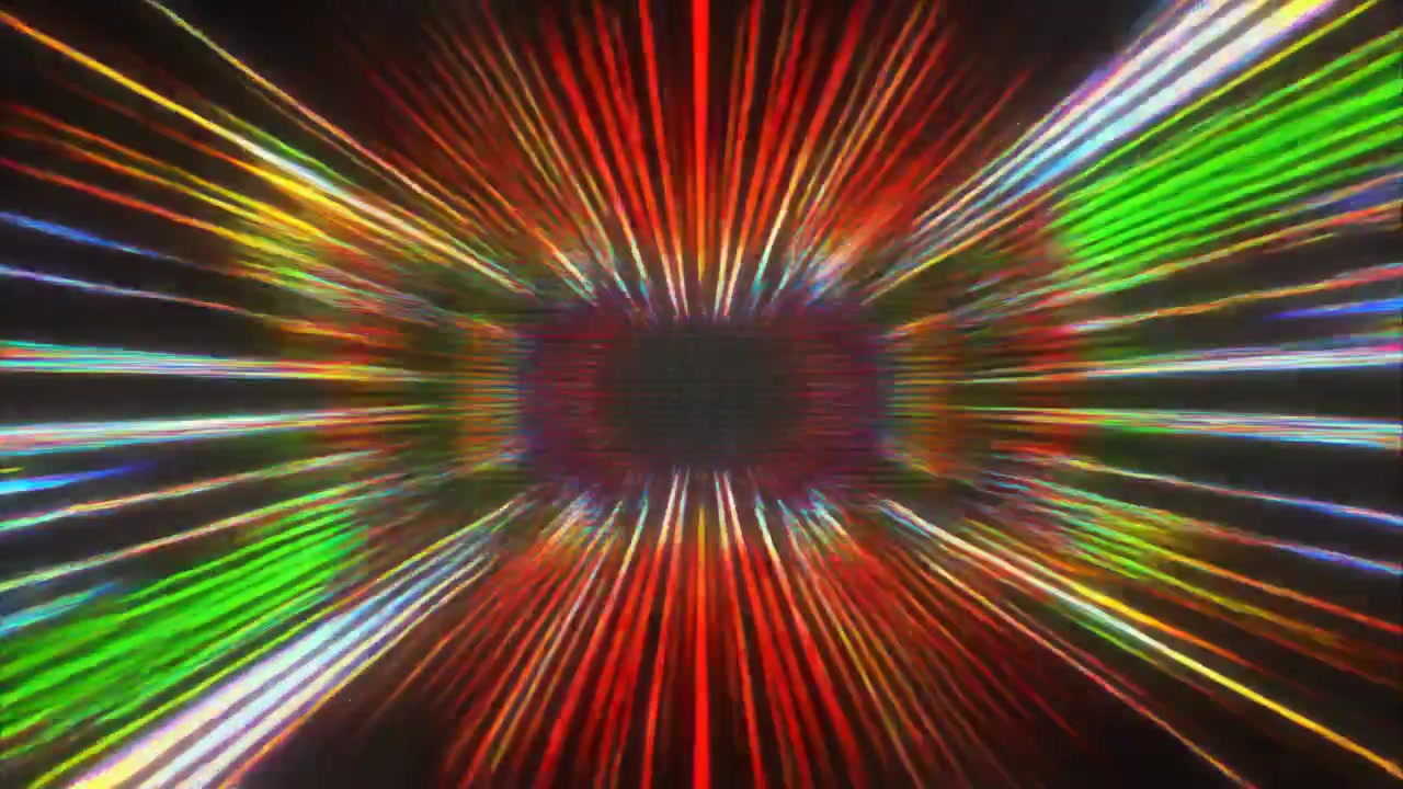 Tunnel iperspaziale astratto con scie di luce colorate