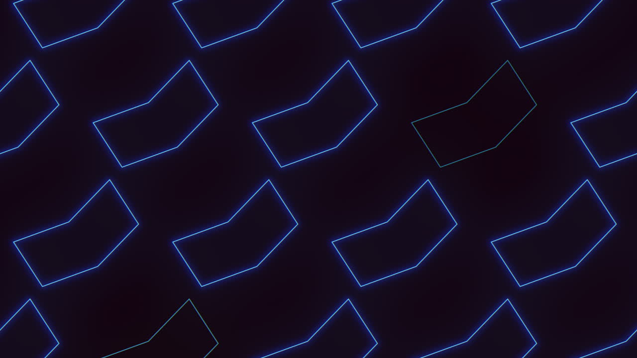 A Neon Blue Geometric Shapes On A Black Background