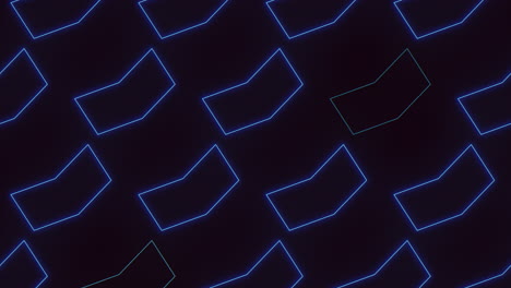 a neon blue geometric shapes on a black background