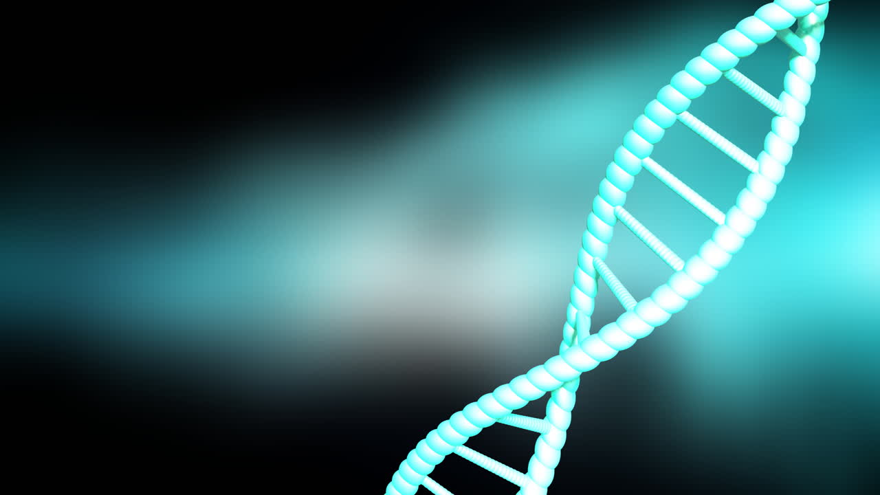 Animation of dna strand spinning with copy space over dark background