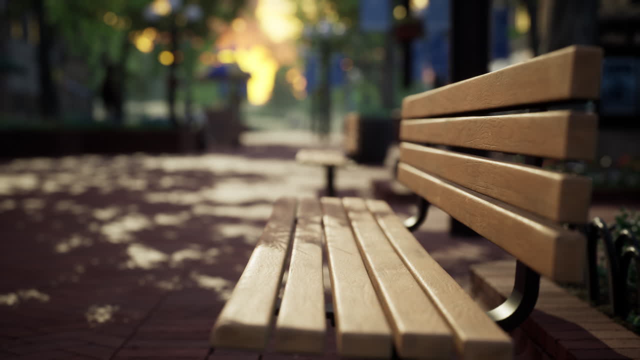 나무 와 벤치 가 있는 조용 한 도시 공원