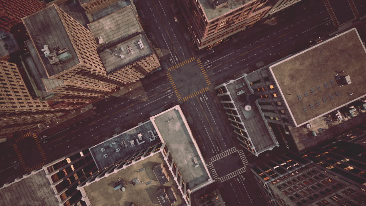 vista superior de la ciudad de los rascacielos construidos por aviones no tripulados