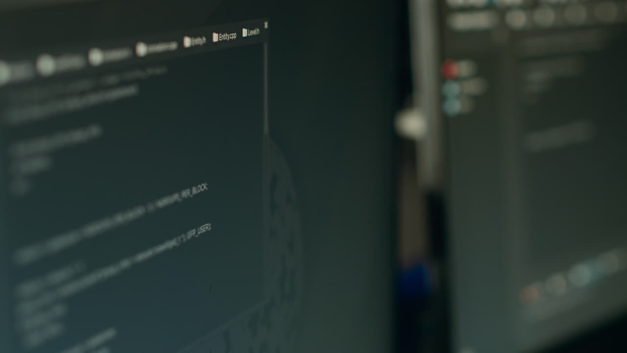 Monitor display of software developer typing database functions script