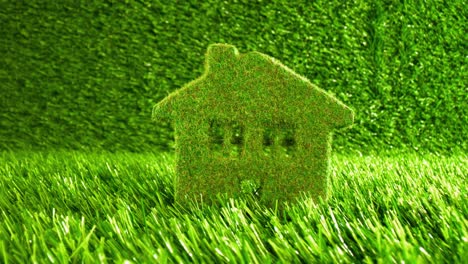 little eco house on the green grass. eco concept background.