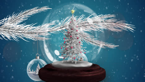 animation of snow falling over christmas snow ball