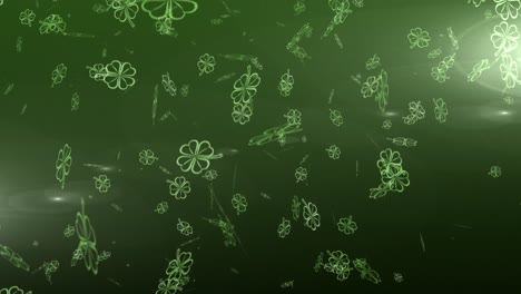 animación múltiples tréboles verdes flotantes