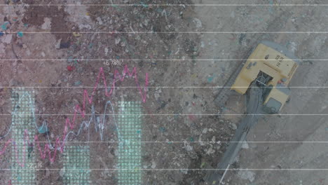 animación del procesamiento de datos financieros sobre un vertedero de basura