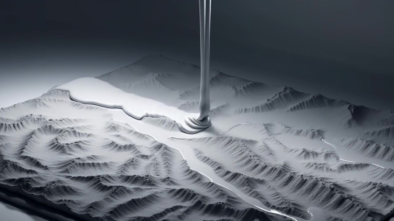 Un modello 3D di montagna è progressivamente illuminato in un ambiente interno controllato, evidenziando la sua precisione tecnica e il design moderno da una vista laterale con leggera elevazione. Questa ripresa