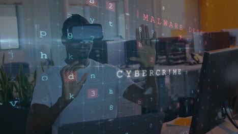 online security concepts against man using virtual reality headset