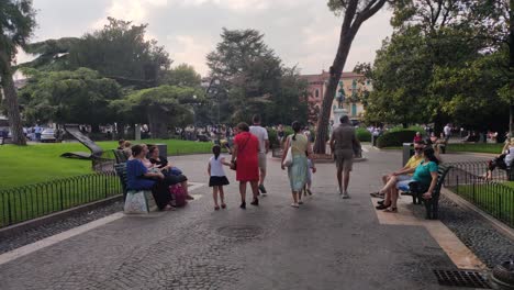 park in the center of bra square in verona, italy