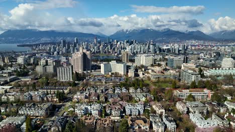 downtown vancouver across false creek seen from fairview neighbourhood in vancouver, bc, canada