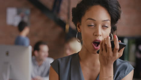 brazilian business woman talking into mobile phone