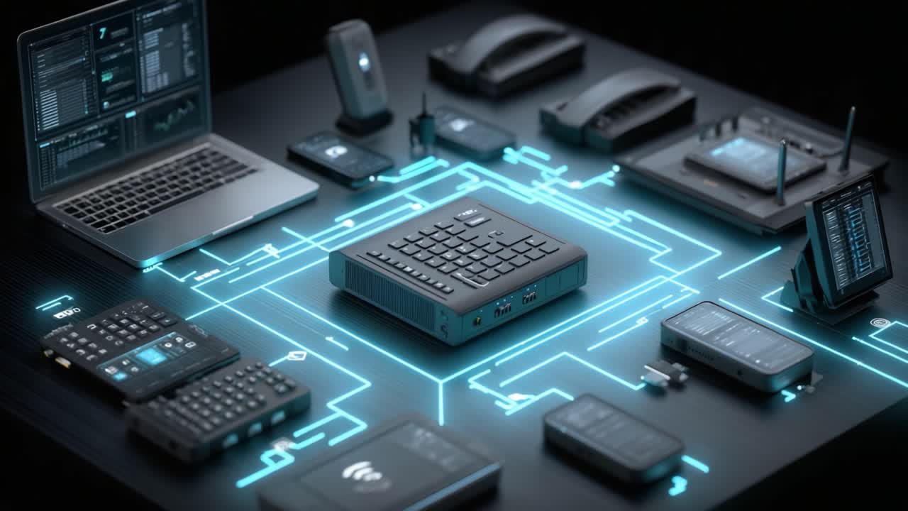 Exploring a High-Tech Setup Featuring Advanced Devices and Interactive Displays in a Connected Digital Ecosystem