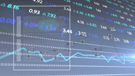 animación de múltiples gráficos con números cambiantes y tablero de negociación sobre fondo negro