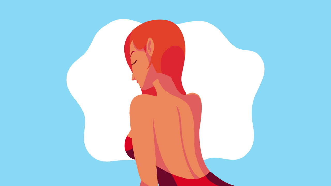 섹시한 여자와 함께 할로우 여름 애니메이션