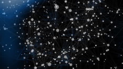 animation of interconnected nodes and lines forming complex pattern on dark background