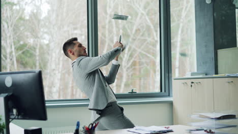 happy business man in office