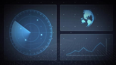 animation of scope scanning and data processing over screens