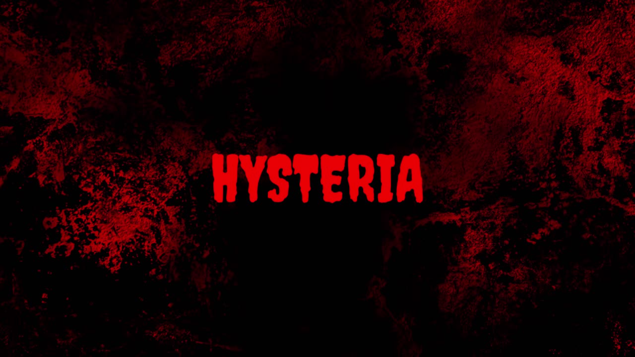 Pulsating Hysteria Text on Dark Bloody Grunge Background