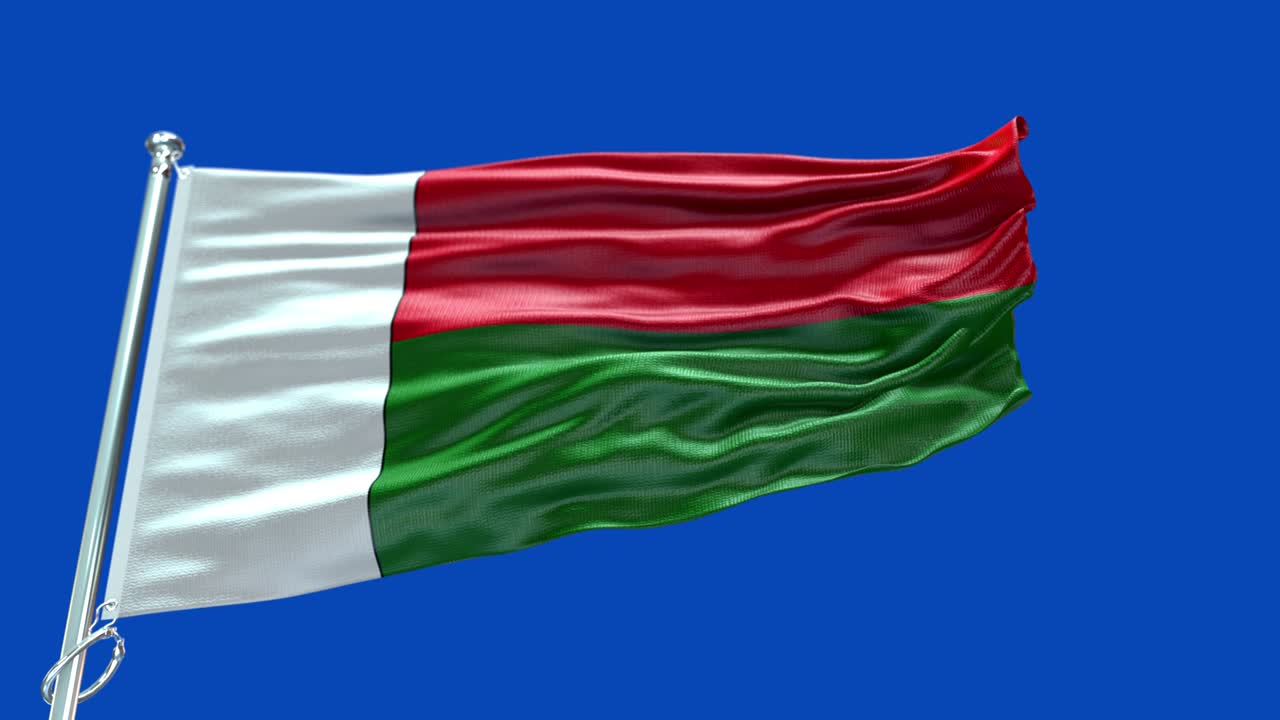 4k Highly Detailed Flag Of Madagascar - Madagascar Flag High Detail - National flag Madagascar wave Pattern loopable Elements