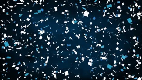 Animation-of-blue-and-white-confetti-falling-over-blue-background
