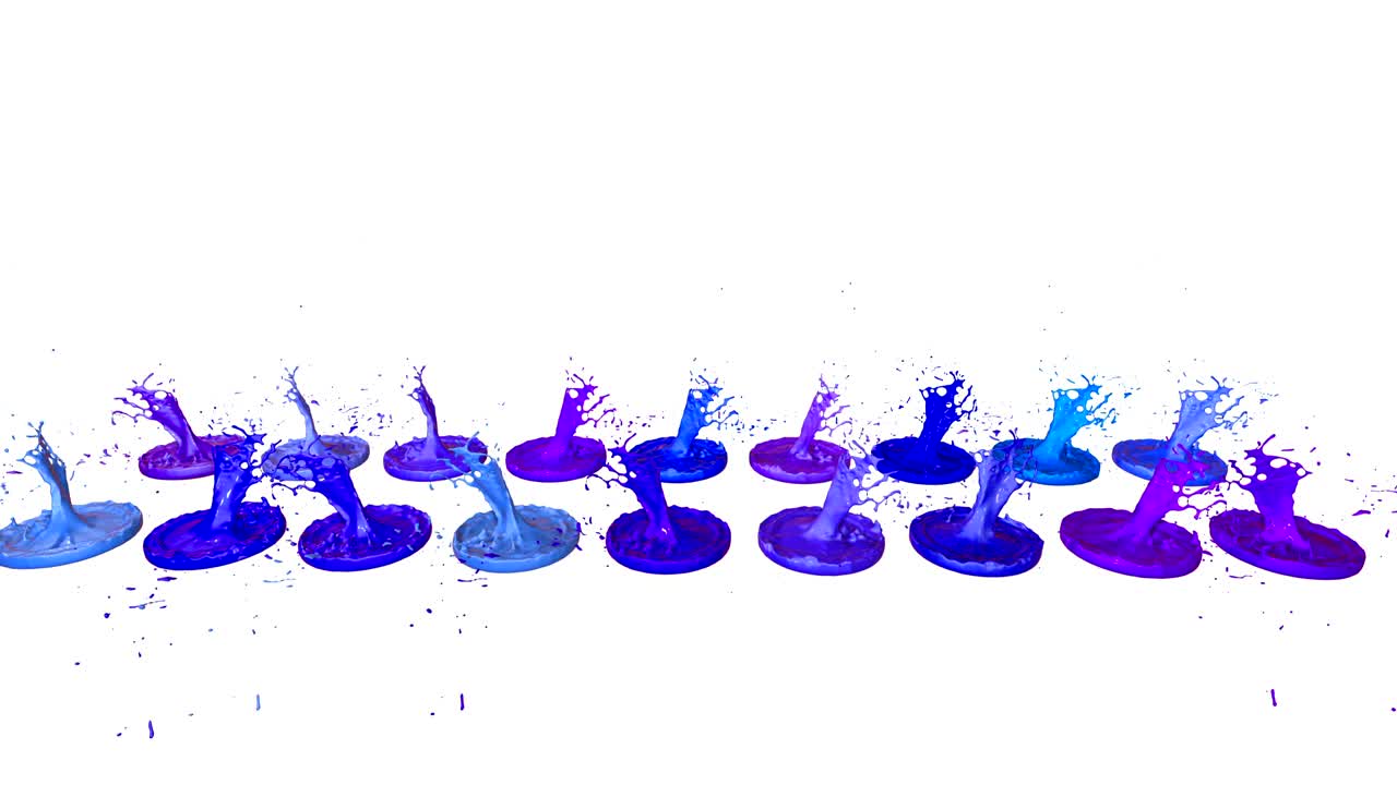 las pinturas bailan con la desaceleración del tiempo en fondo blanco. simulación de salpicaduras 3d de tinta en un altavoz musical que reproduce música. salpicadures como un fondo brillante en ultra alta calidad 4k. tonos de azul 3