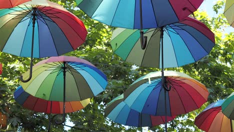 colorful hanging umbrellas