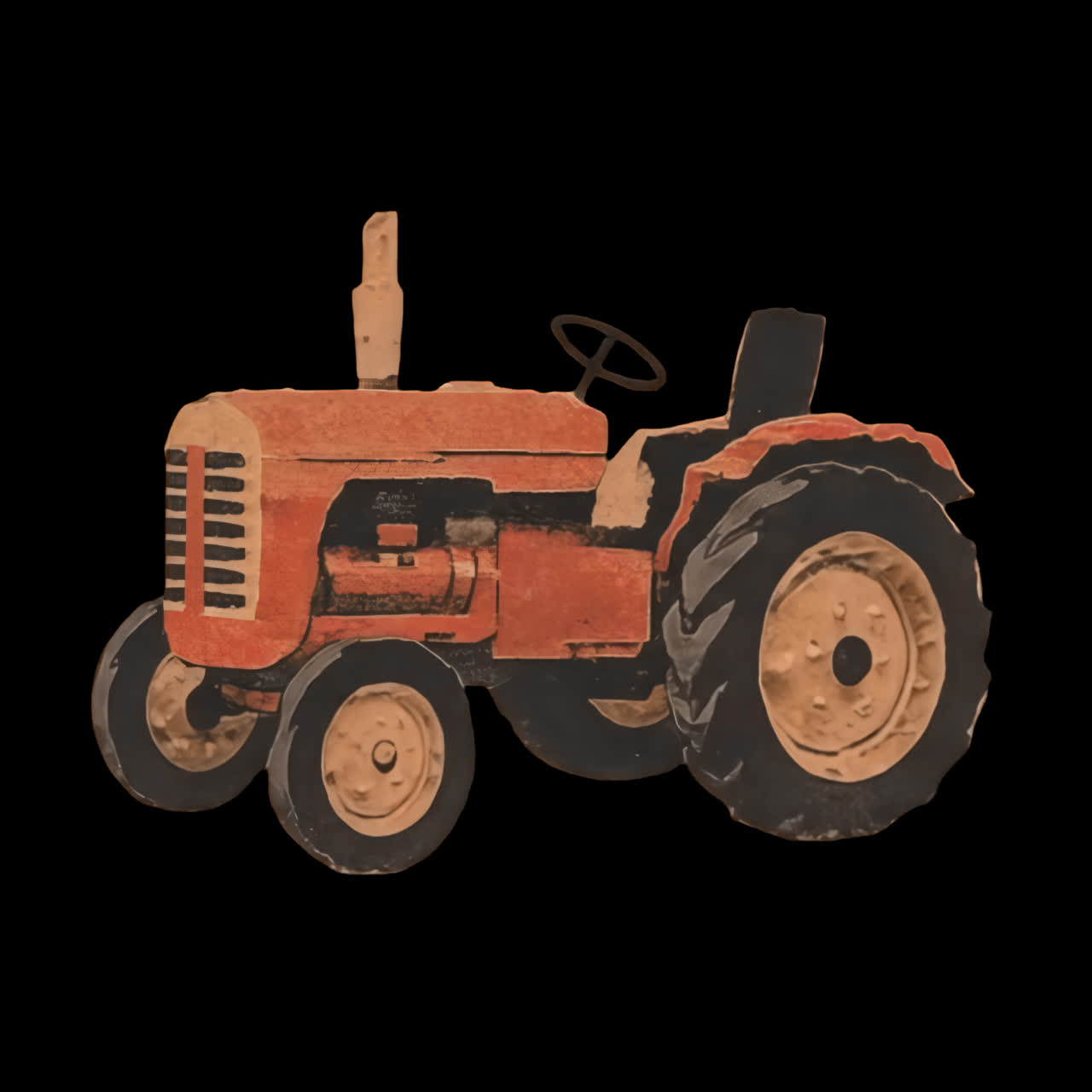 Vintage rustic farm machinery illustration animation isolated asset, transparent 4K video, alpha