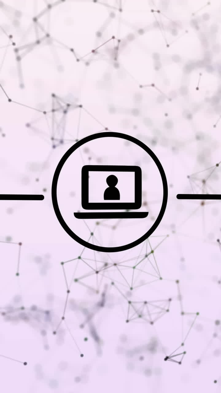 animación de la red de conexiones con iconos sobre fondo blanco