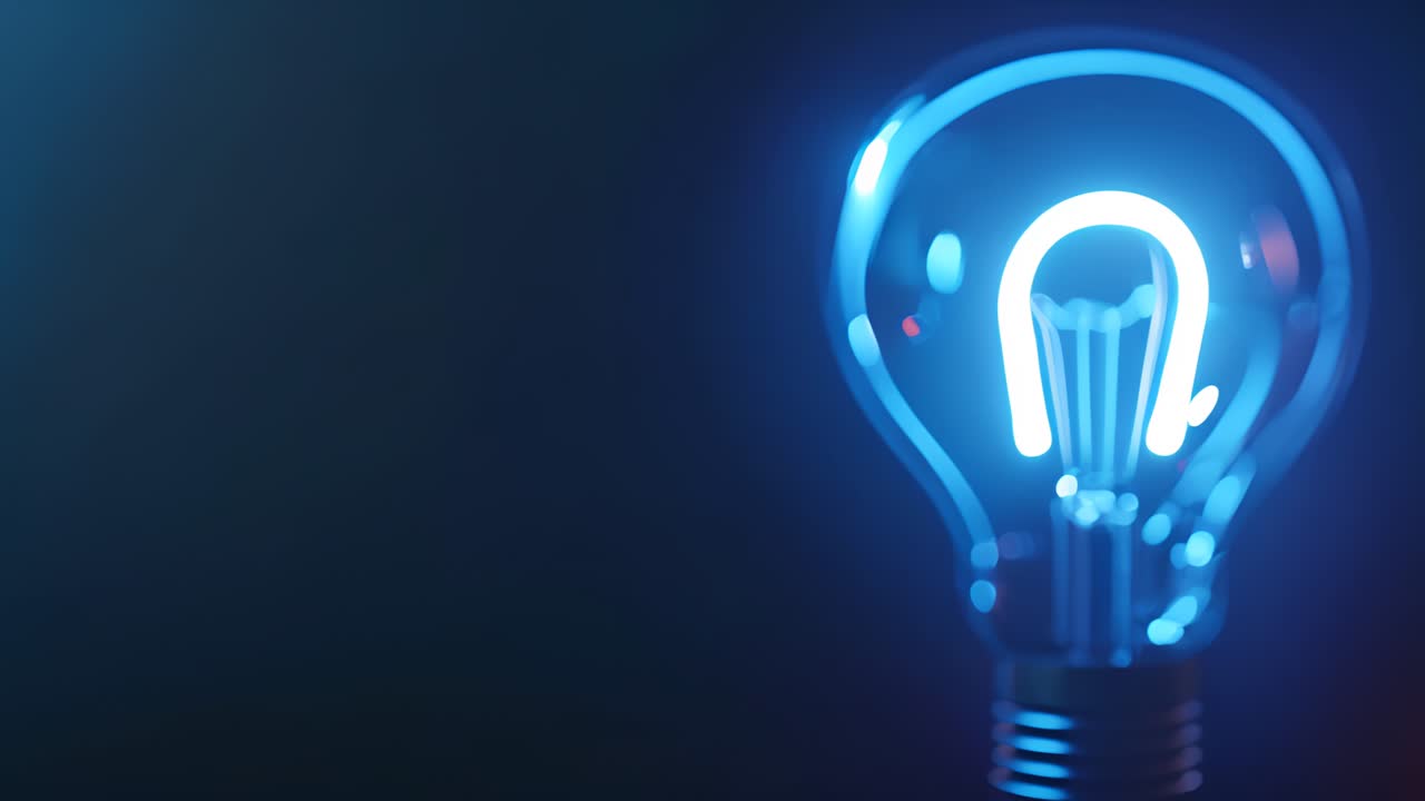 bombilla de luz azul brillante